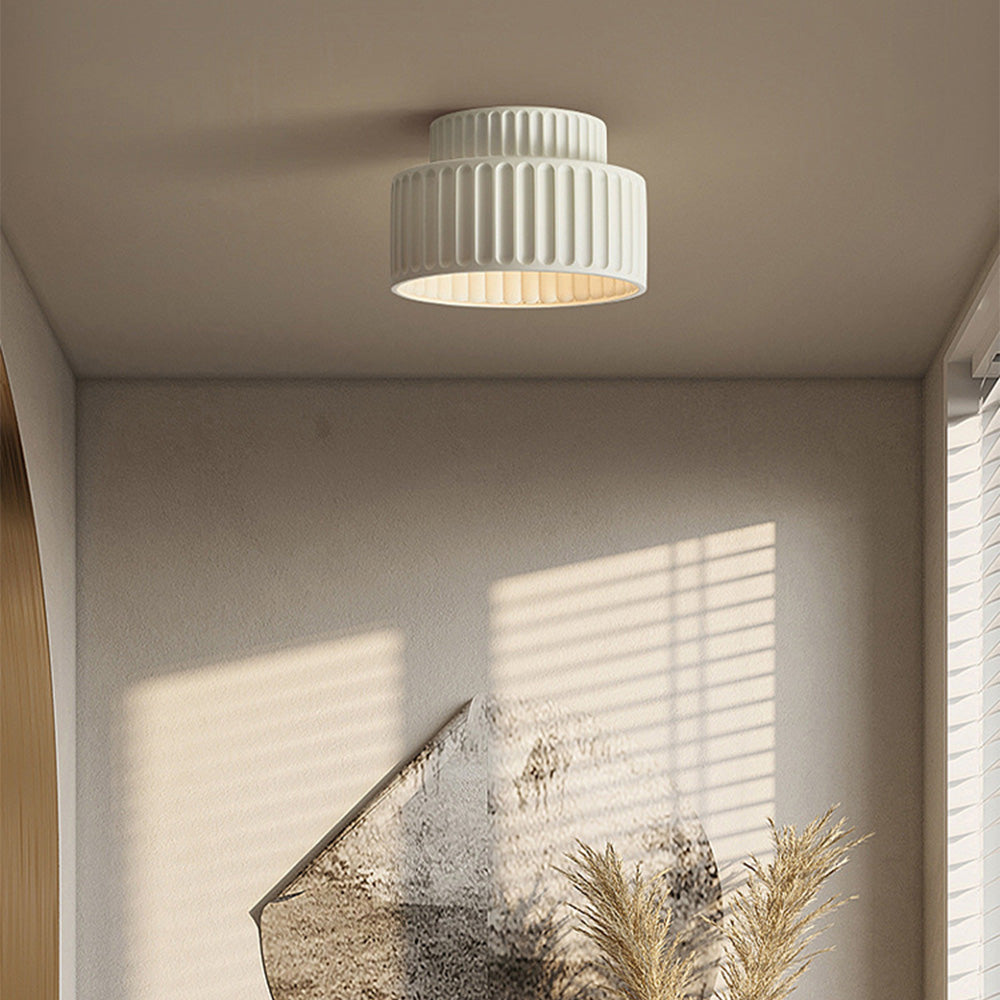 Lampada da soffitto Ribcone – Resina sostenibile – Bianco – Compatta – Design retro per soggiorno e cucina
