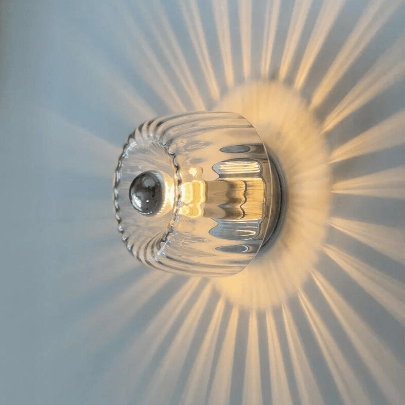 Lampada da parete Ribson – Vetro e metallo – Trasparente – Compatta – Stile Bauhaus per interni eleganti