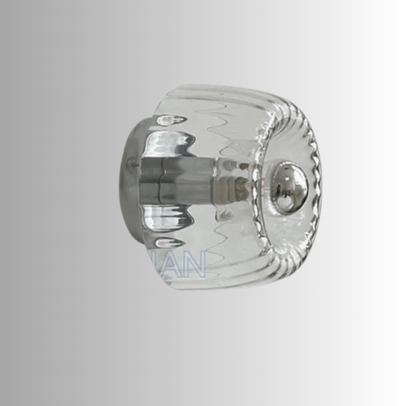 Lampada da parete Ribson – Vetro e metallo – Trasparente – Compatta – Stile Bauhaus per interni eleganti
