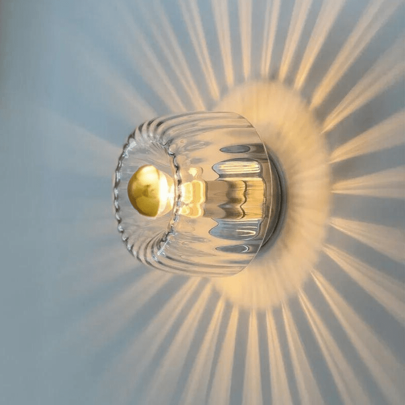 Lampada da parete Ribson – Vetro e metallo – Trasparente – Compatta – Stile Bauhaus per interni eleganti