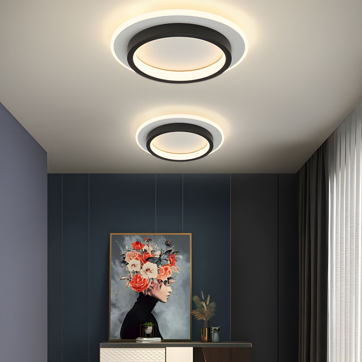 Lampada da soffitto Rouson – LED – Bianca – Ø 30 cm – Design moderno per soggiorni e corridoi