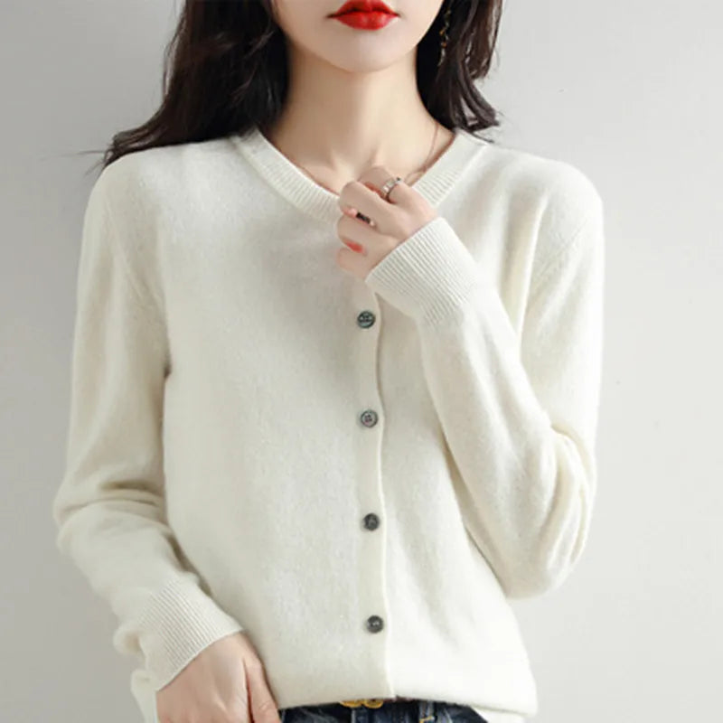 Cardigan Lyria in Cashmere a Maglia Morbida per Sovrapposizioni in Primavera e Autunno