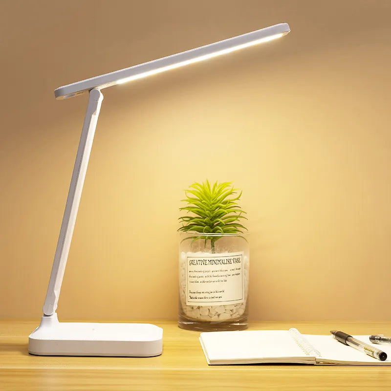 Lampada da tavolo LED ricaricabile da 6000mAh USB 3 colori dimmerabile senza step, lampada da scrivania touch pieghevole, luce notturna per lettura a protezione degli occhi