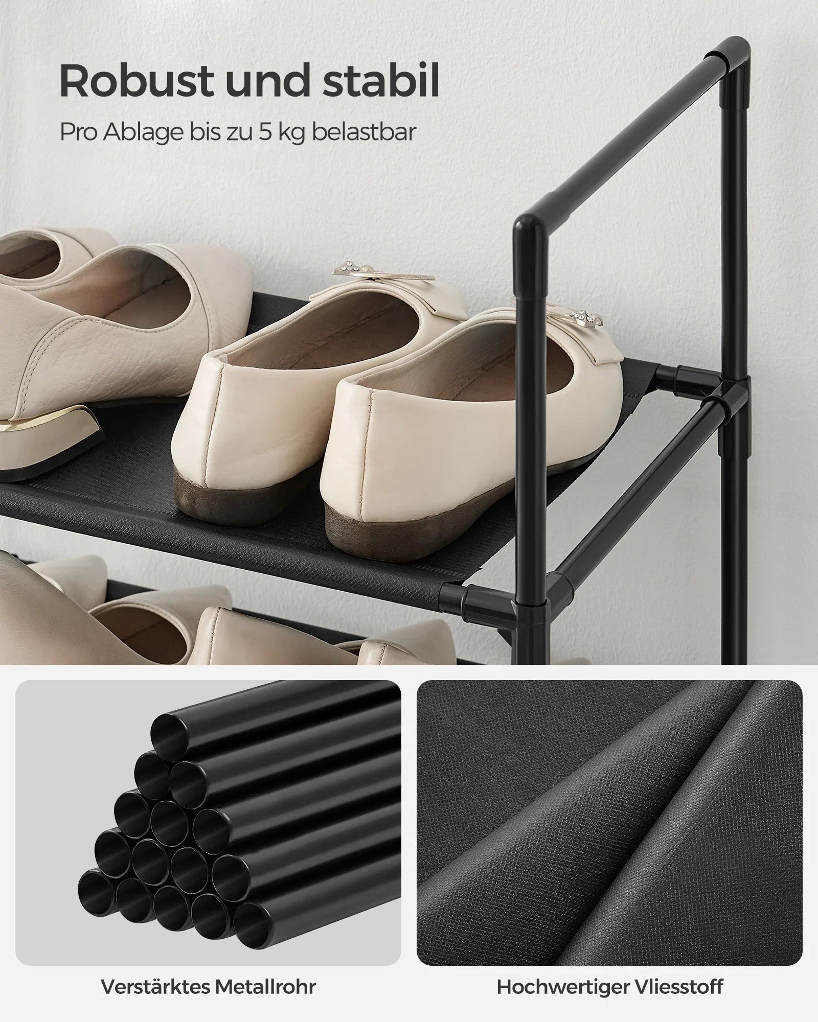 Scarpiera in metallo | Scaffale per scarpe stretto | Scaffale salvaspazio per scarpe | StahlLine