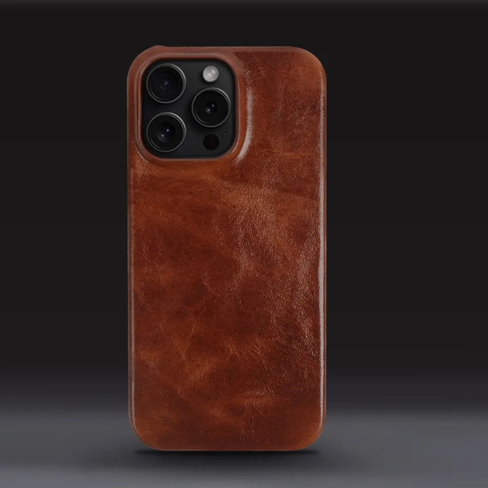 Custodia per iPhone Crownline in Pelle di Vacca Artigianale
