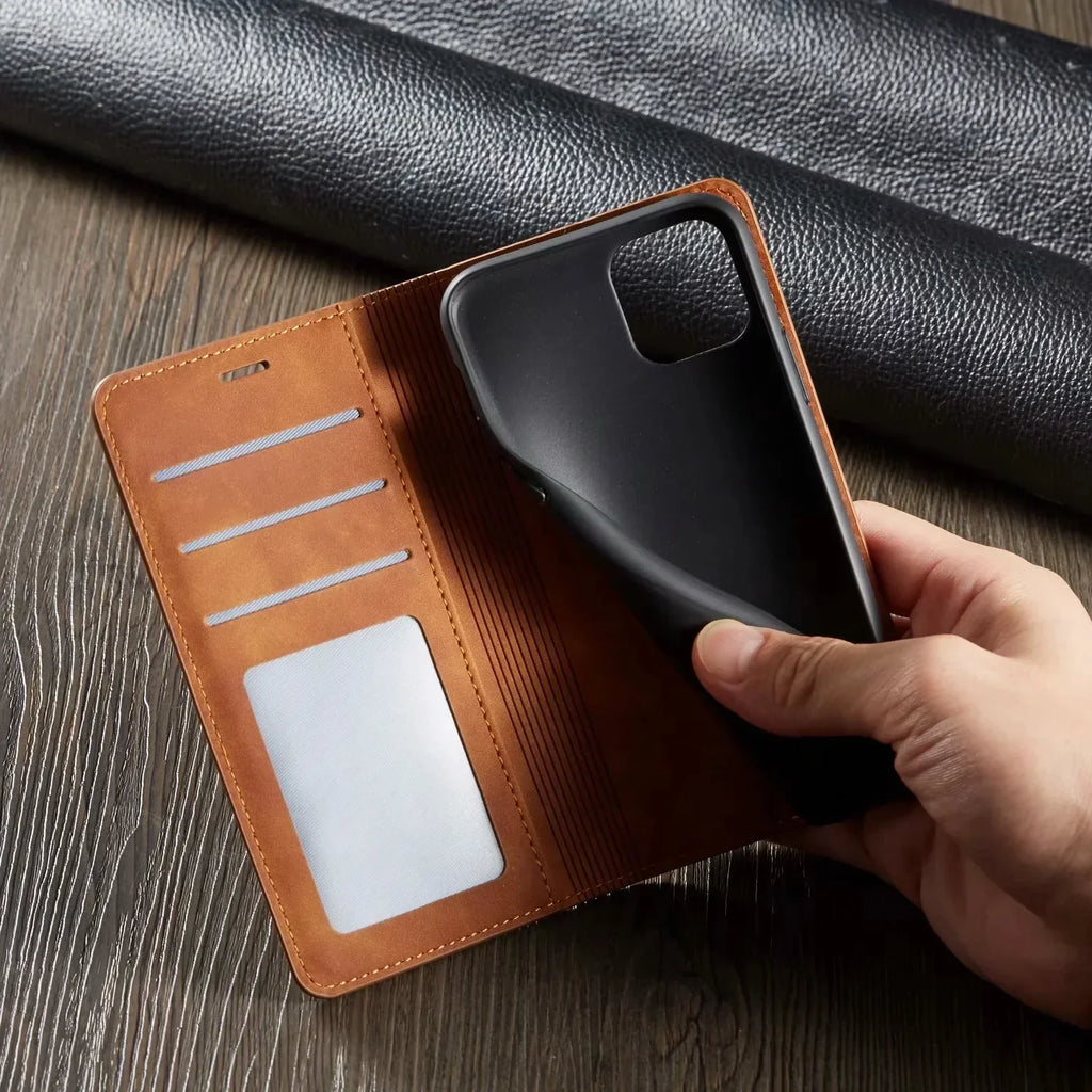 Sandsberg | Custodia in pelle per iPhone | Funzione di supporto magnetico per carte | Diversi colori