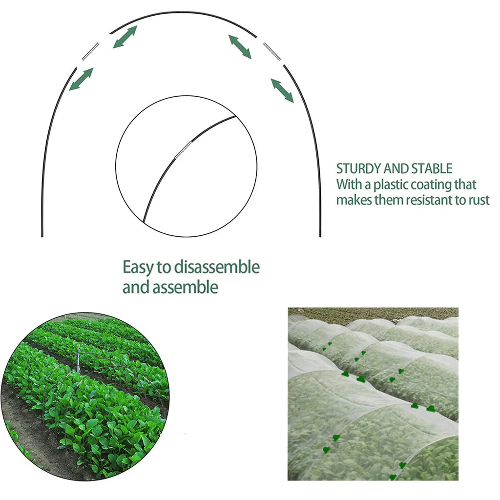 Set di archi da giardino Plantura FlexGrow in fibra di vetro | Tunnel da piantare fai-da-te per aiuole e semenzai | Inossidabile e riutilizzabile | Inclusi connettori
