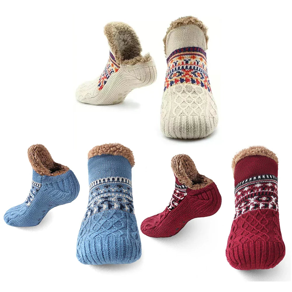 Nordhütte | Calze Termiche da Casa Invernali | Calze Antiscivolo per Donna e Uomo | Foderate Spesse & Extra Calde | Morbide Calze Antiscivolo per Casa & Natale