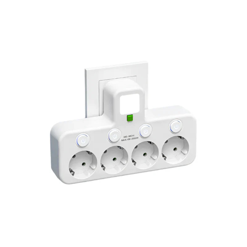Brehn | Multipresa VOLTRIQ ProLine | 3–4 prese + 2× USB & 1× Tipo-C | 2500 W | Protezione da sovratensioni & Interruttore di controllo