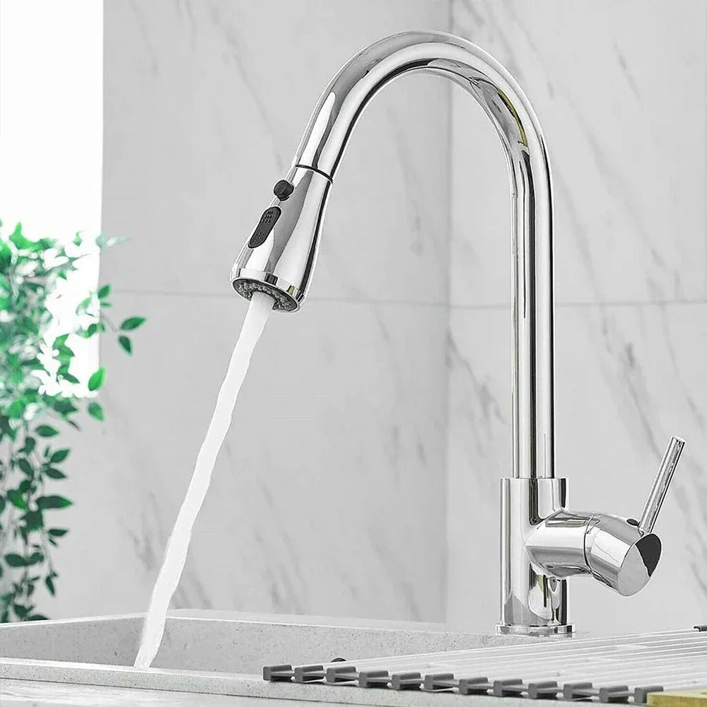 Rubinetto estraibile con miscelatore a leva singola – Rubinetto flessibile con funzione doccia, Alta qualità in acciaio inox, Ideale per cucine moderne, Facile installazione
