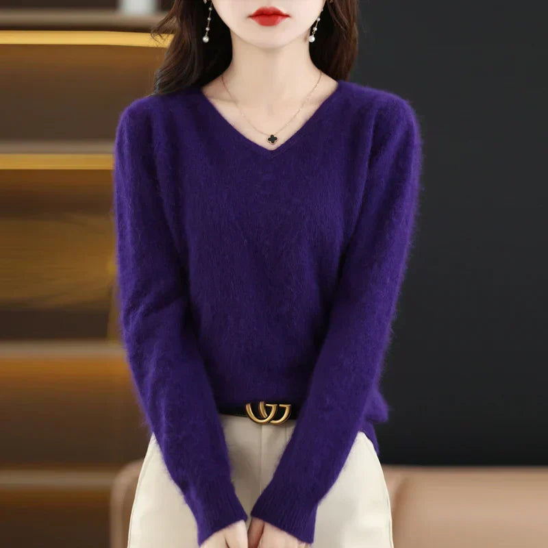 Maglione V in Cashmere Puro LunaWeave Con Vestibilità Slim Per Donne