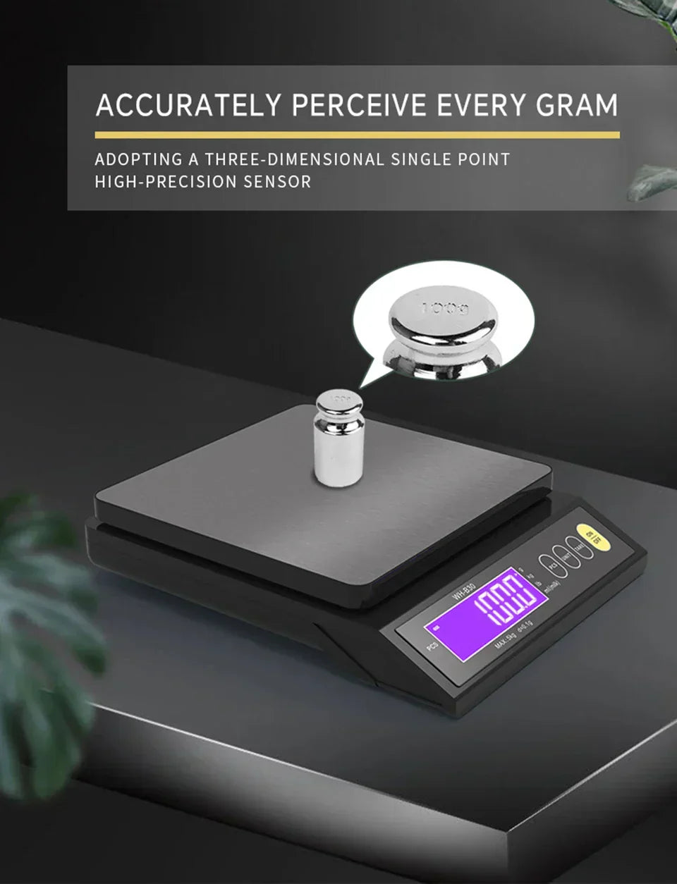 Bilancia da cucina elettronica digitale 5 kg/0,1 g e 10 kg/1 g, display LCD, strumento da cucina in acciaio inossidabile completamente impermeabile per la cottura