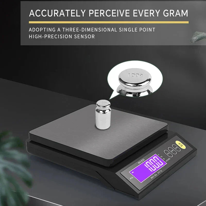 Bilancia da cucina elettronica digitale 5 kg/0,1 g e 10 kg/1 g, display LCD, strumento da cucina in acciaio inossidabile completamente impermeabile per la cottura