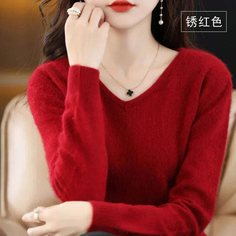 Maglione V in Cashmere Puro LunaWeave Con Vestibilità Slim Per Donne