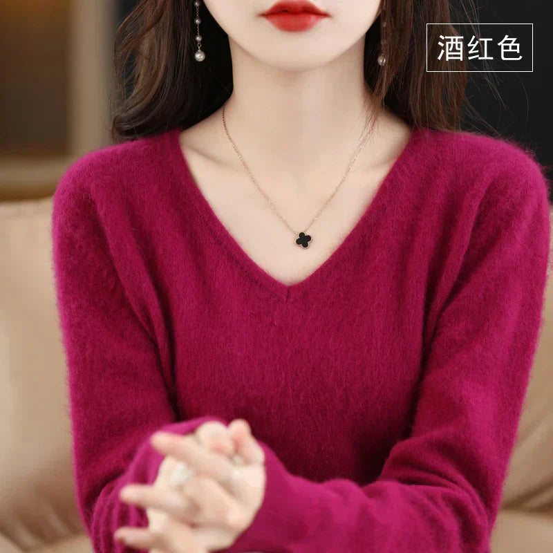 Maglione V in Cashmere Puro LunaWeave Con Vestibilità Slim Per Donne