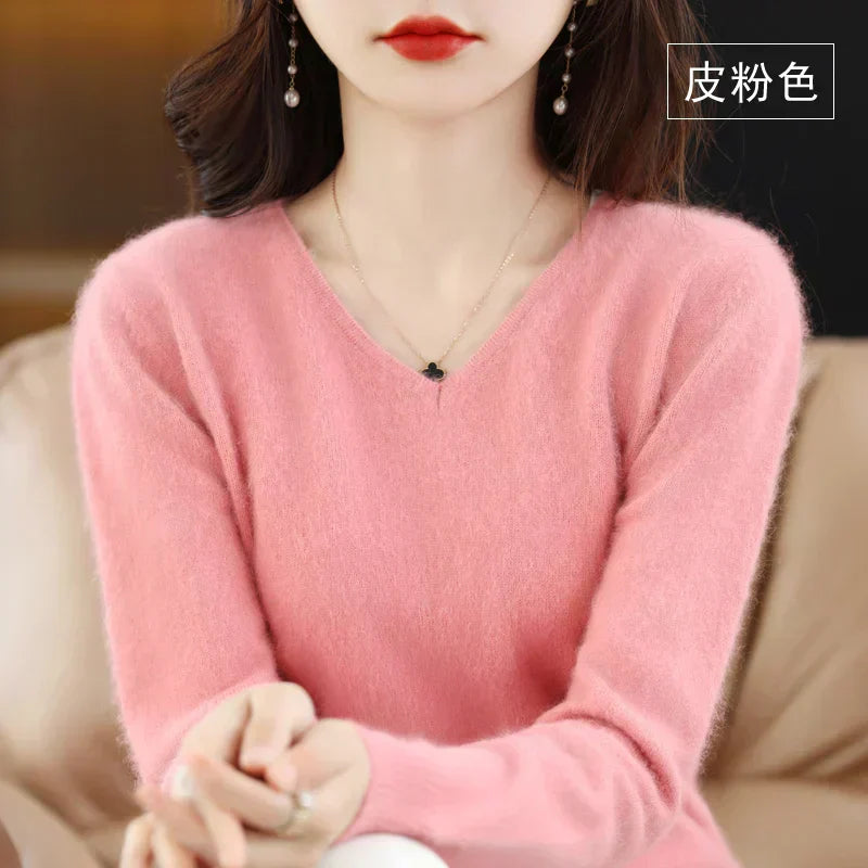 Maglione V in Cashmere Puro LunaWeave Con Vestibilità Slim Per Donne
