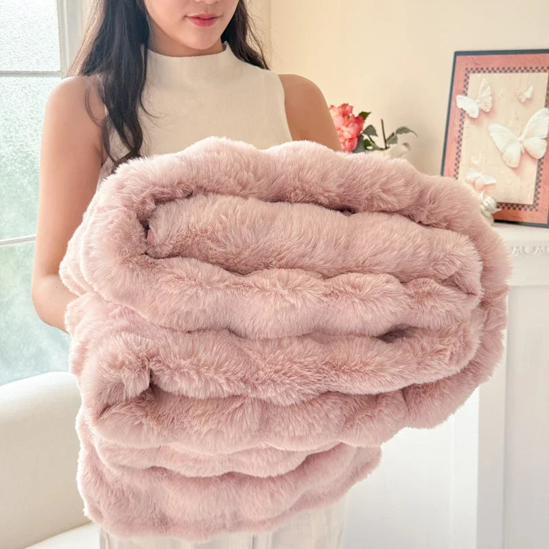 Coperta Morbida CosyLuxe | Doppio Strato & Extra Spessa | Morbido Imitazione Pelliccia di Coniglio | Versatile & Facile da Pulire
