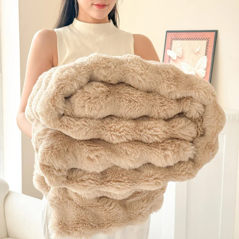 Coperta Morbida CosyLuxe | Doppio Strato & Extra Spessa | Morbido Imitazione Pelliccia di Coniglio | Versatile & Facile da Pulire