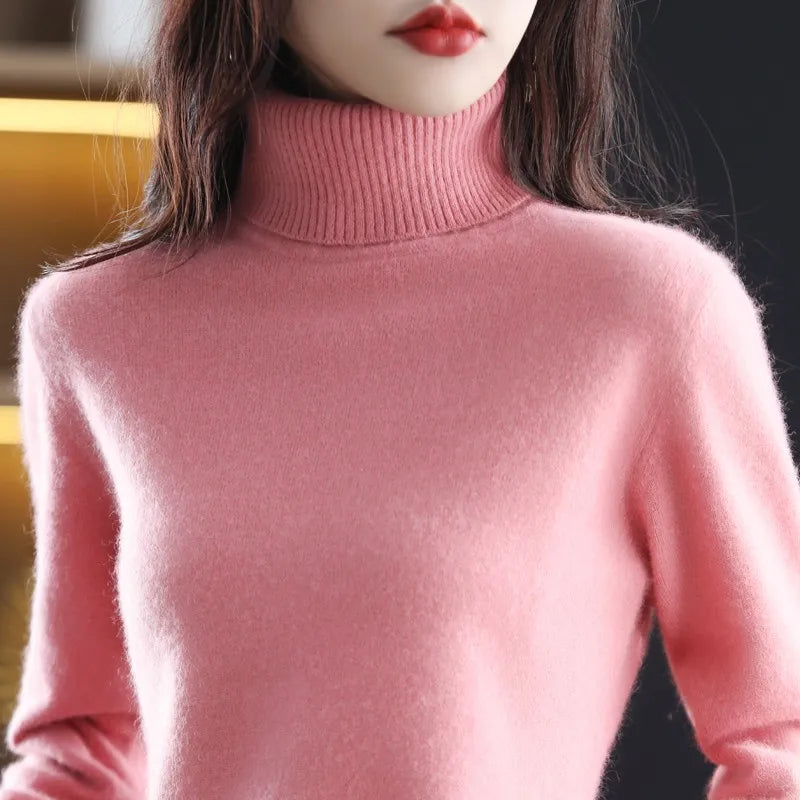 AuroraWeave Maglione a Collo Alto in Cashmere per Donne in Autunno