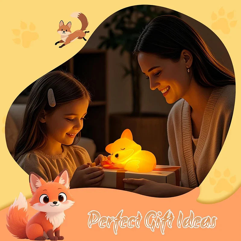 Luce notturna Fuchs in silicone | Ricaricabile, dimmerabile e con timer | Dolce idea regalo per bambini e adulti
