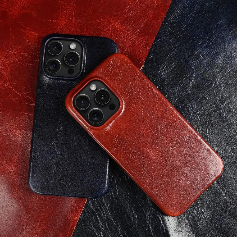 Custodia per iPhone Crownline in Pelle di Vacca Artigianale