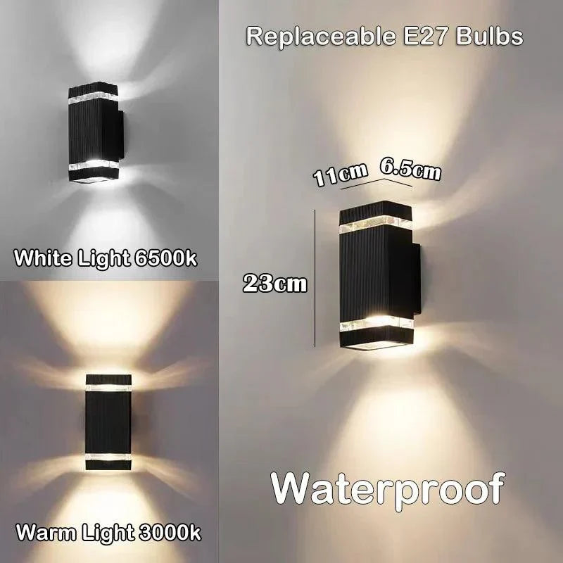 Lumivor Applique da Esterno | Luce Up-&-Down | Attacco E27 | IP65 Resistente alle Intemperie | 25×10×8 cm