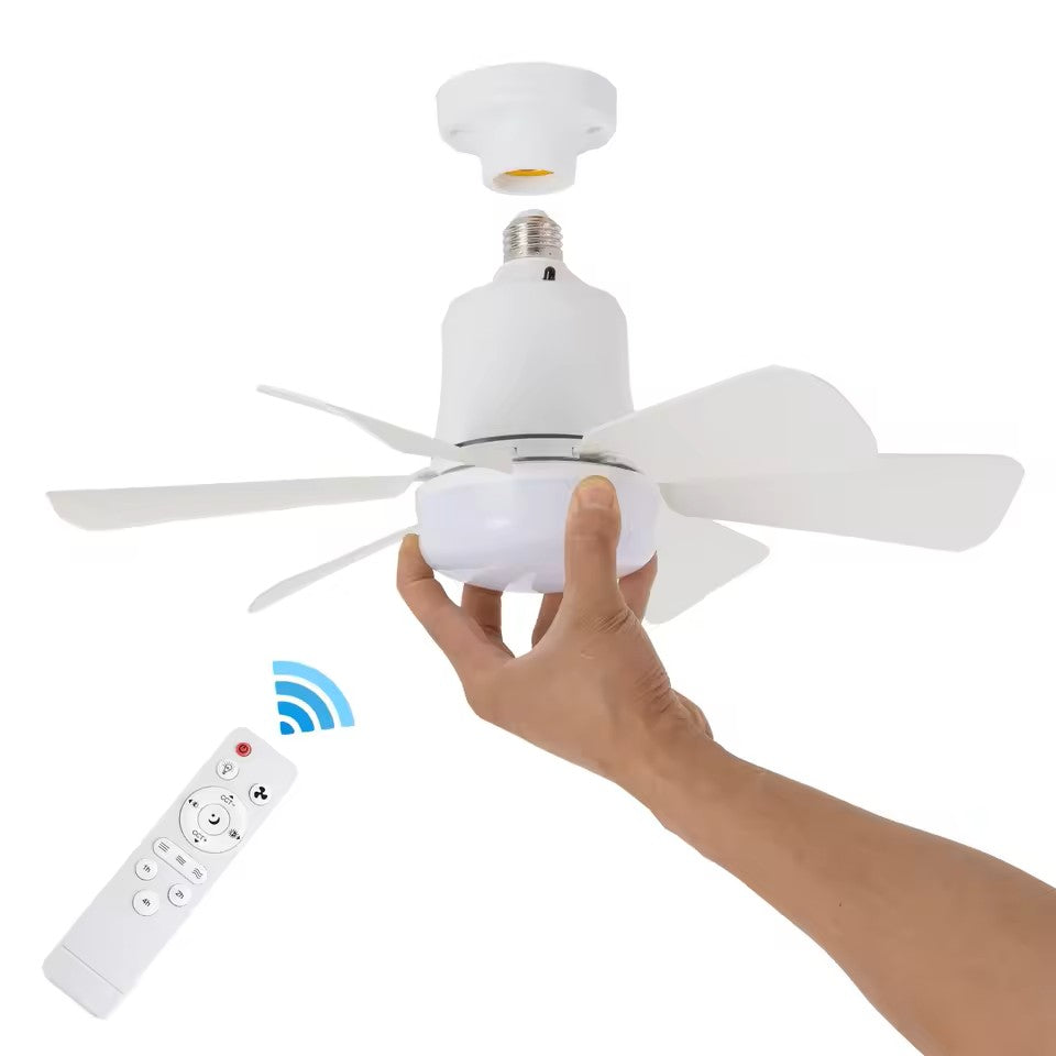 LuxeBreeze Ventilatore a Soffitto Portatile & Luce | Elegante soluzione 2-in-1 con telecomando per comfort e stile