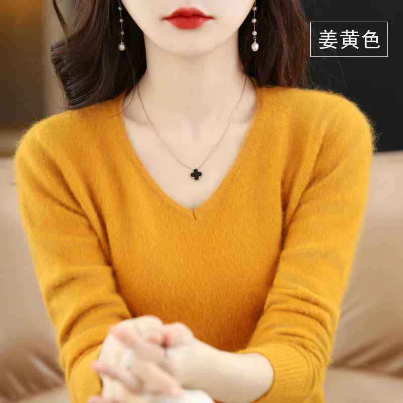 Maglione V in Cashmere Puro LunaWeave Con Vestibilità Slim Per Donne