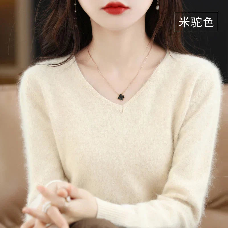 Maglione V in Cashmere Puro LunaWeave Con Vestibilità Slim Per Donne