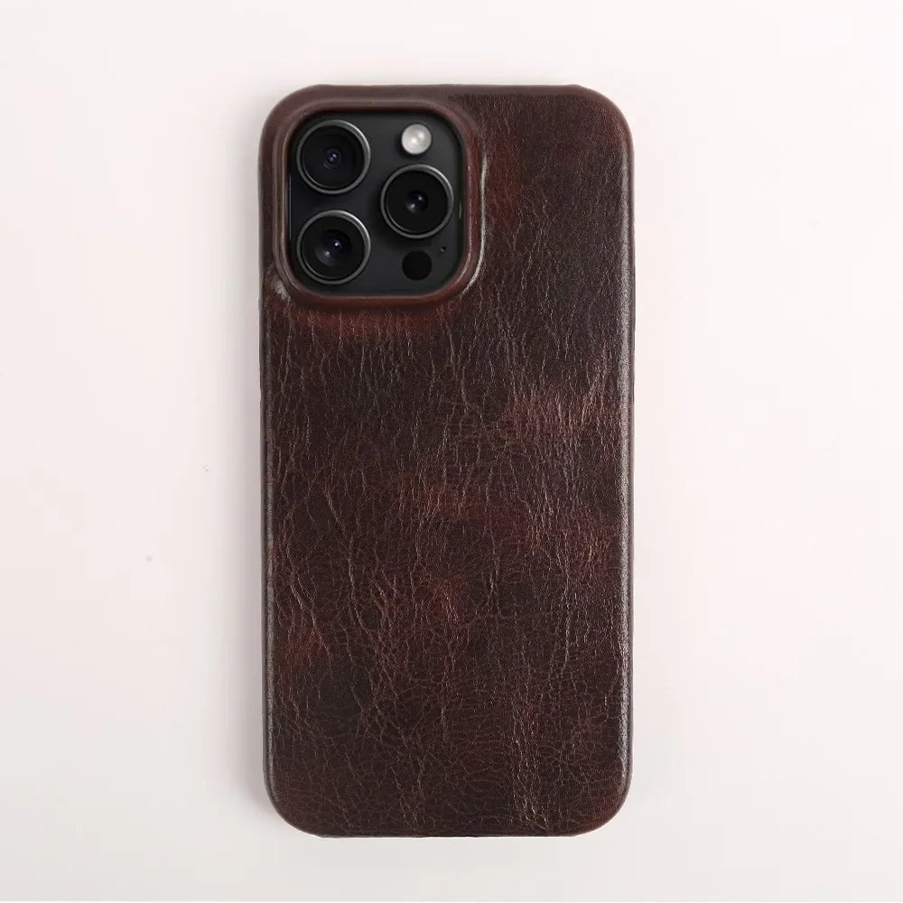 Custodia per iPhone Crownline in Pelle di Vacca Artigianale