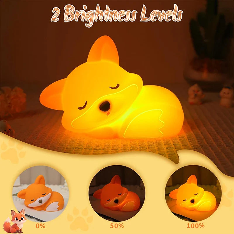 Luce notturna Fuchs in silicone | Ricaricabile, dimmerabile e con timer | Dolce idea regalo per bambini e adulti