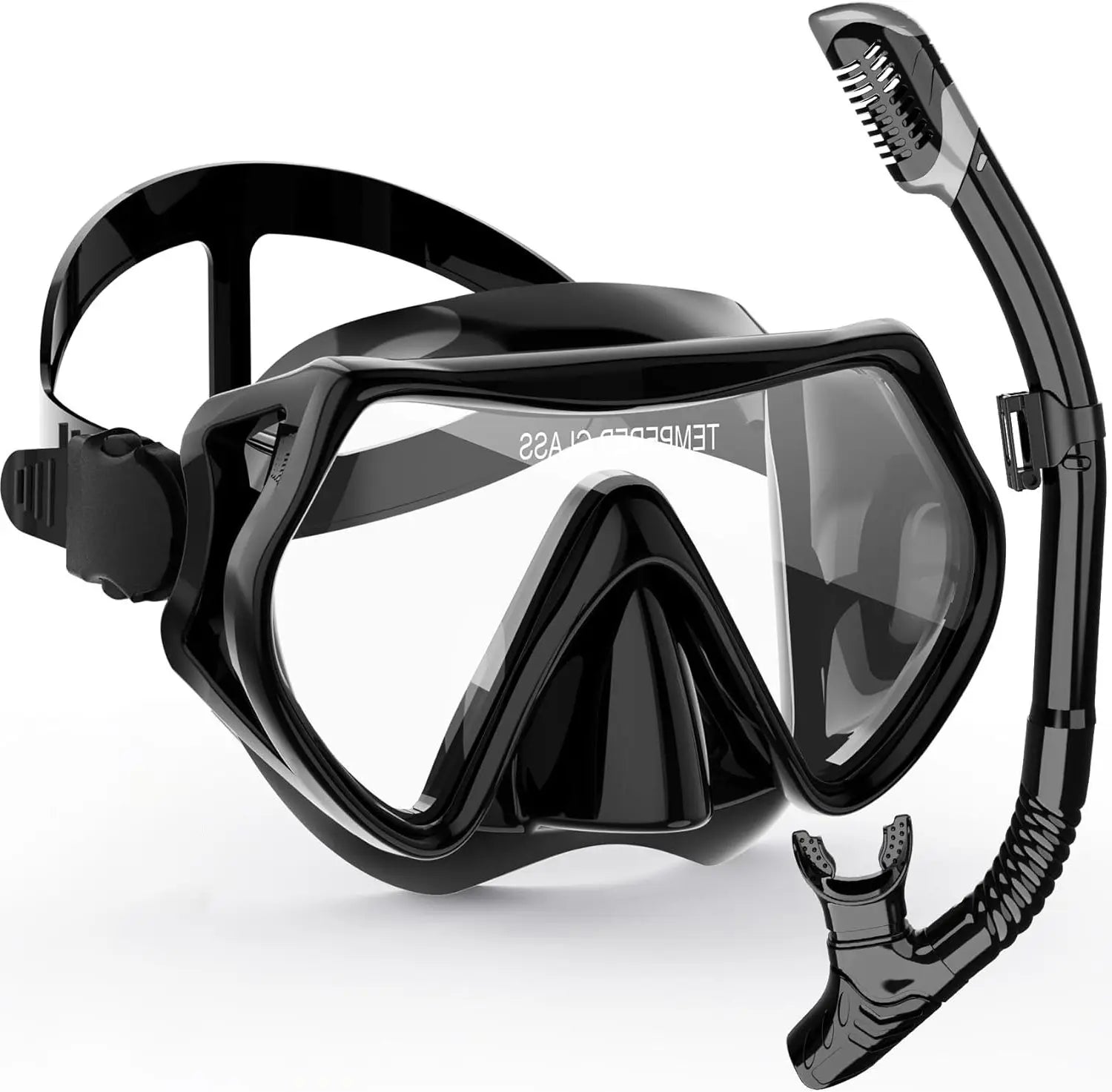 Set di Snorkeling TitanVision | Vista Panoramica a 180° | Tecnologia del Snorkel Asciutto | Maschera in Silicone Confortevole