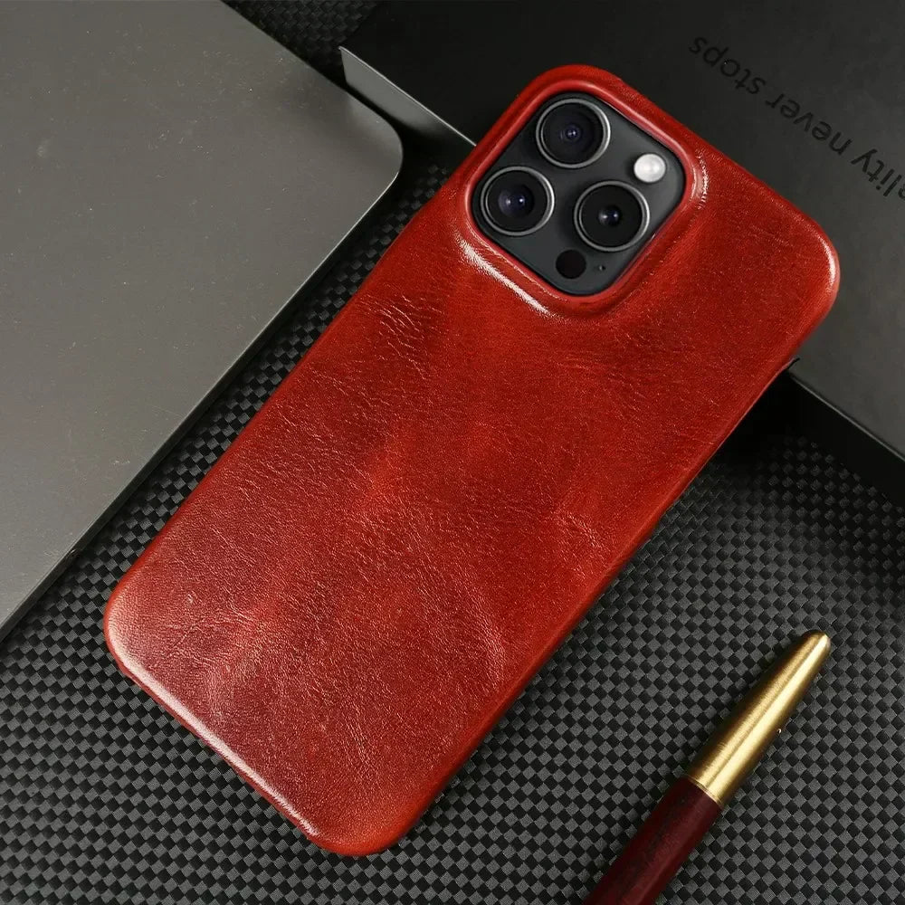 Custodia per iPhone Crownline in Pelle di Vacca Artigianale