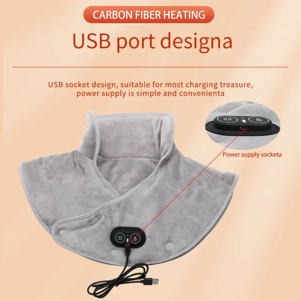 Massaggiatore per collo e spalle ThermoLiva | Cuscino riscaldante USB con vibrazione | 3 livelli di temperatura e timer | Morbido peluche