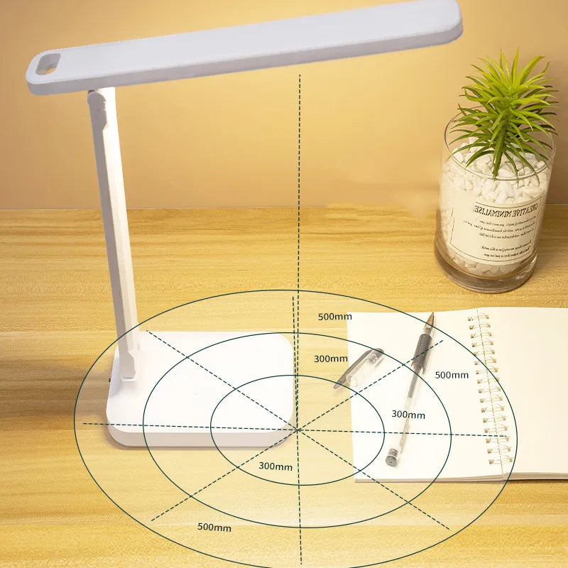 Lampada da tavolo LED ricaricabile da 6000mAh USB 3 colori dimmerabile senza step, lampada da scrivania touch pieghevole, luce notturna per lettura a protezione degli occhi