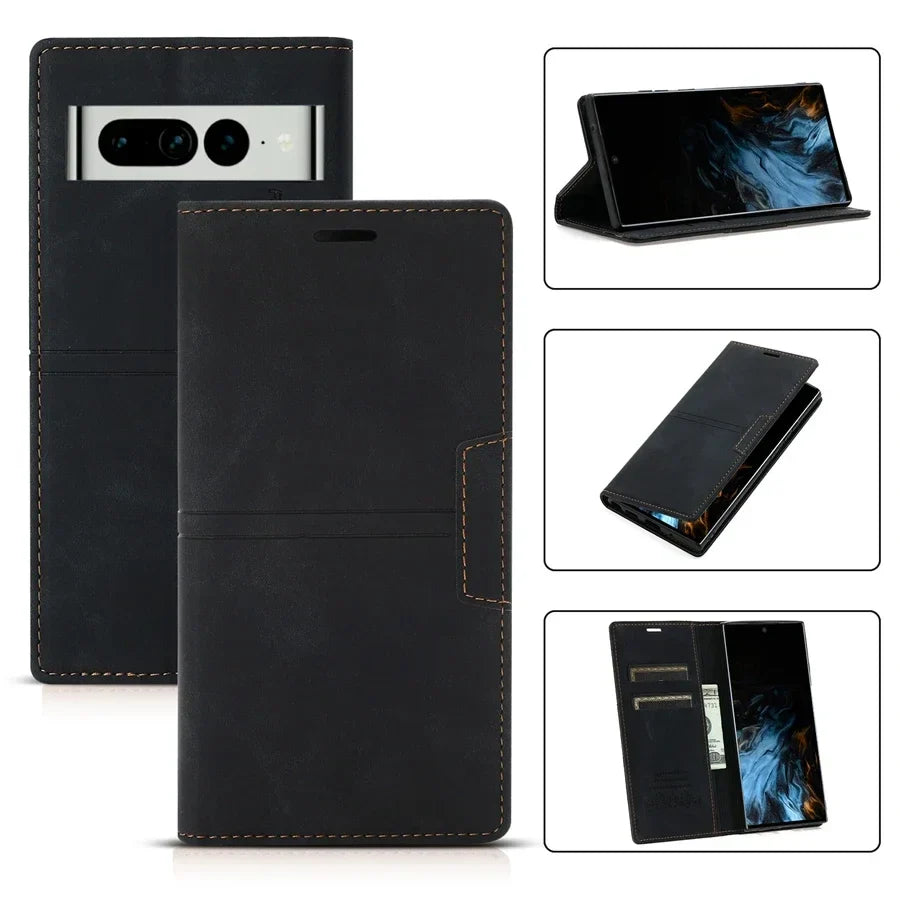 Sandsberg | Custodia in pelle Wallet per Google Pixel | Flip-case magnetico con funzione di protezione