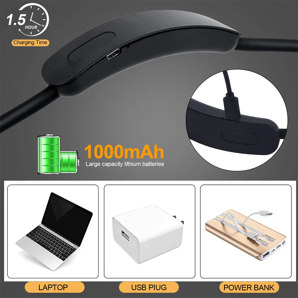 Lampada LED per collo LumiNeck | Ricaricabile USB | 3 colori di luce e dimmerabile senza interruzioni | Flessibile e portatile
