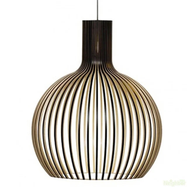 FjordLoom Lampada a Sospensione in Legno Rustico con Cavo Regolabile