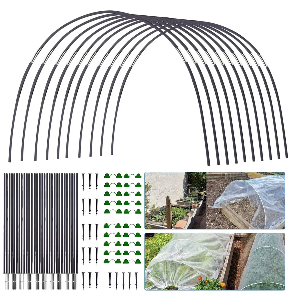 Set di archi da giardino Plantura FlexGrow in fibra di vetro | Tunnel da piantare fai-da-te per aiuole e semenzai | Inossidabile e riutilizzabile | Inclusi connettori