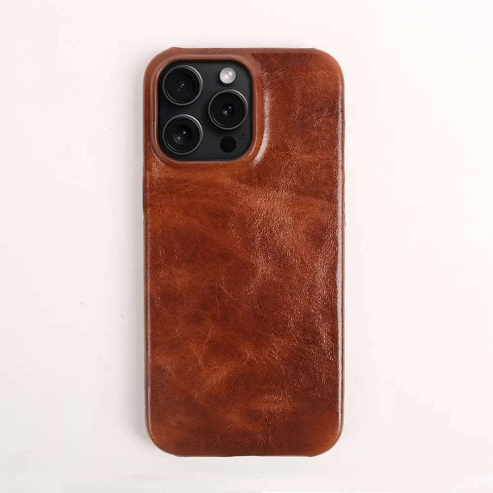 Custodia per iPhone Crownline in Pelle di Vacca Artigianale