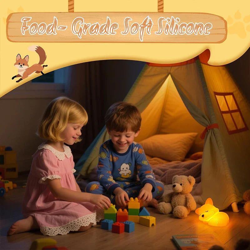 Luce notturna Fuchs in silicone | Ricaricabile, dimmerabile e con timer | Dolce idea regalo per bambini e adulti