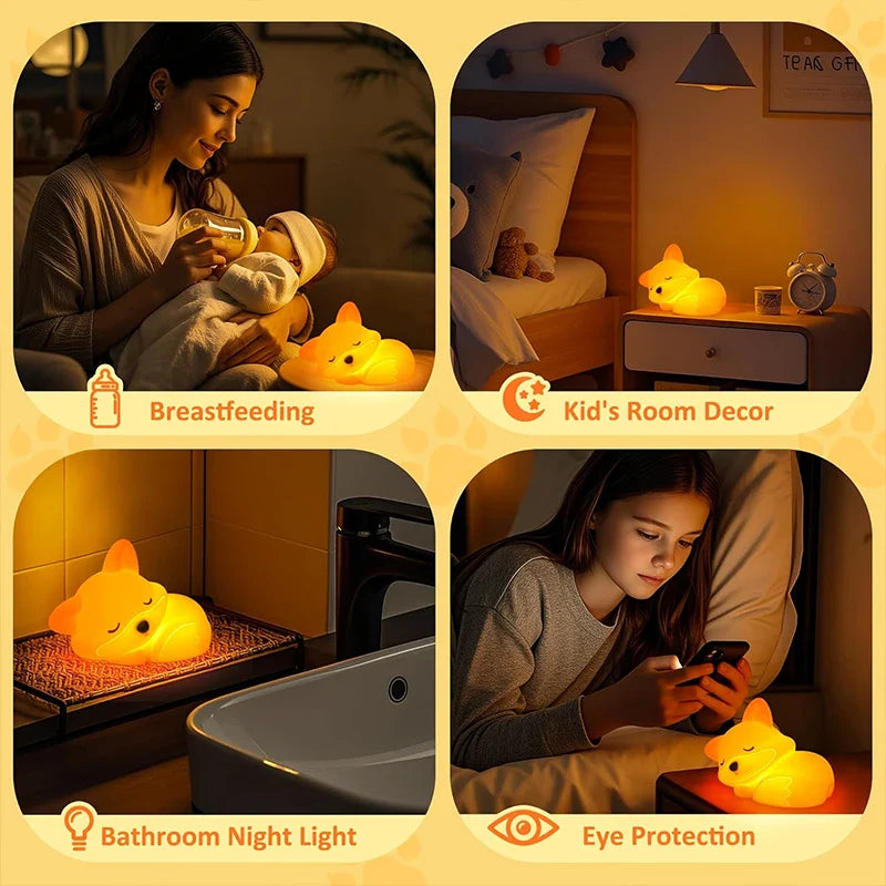 Luce notturna Fuchs in silicone | Ricaricabile, dimmerabile e con timer | Dolce idea regalo per bambini e adulti