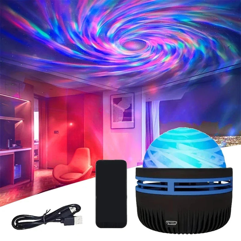 Polariva Proiettore Aurora Boreale | Sincronizzazione Musicale & Telecomando | Luce Ambientale RGB | Ricarica USB | 7,8×7,8×8,7 cm