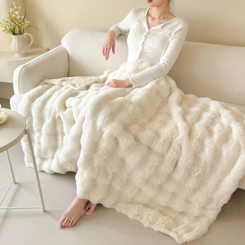 Coperta Morbida CosyLuxe | Doppio Strato & Extra Spessa | Morbido Imitazione Pelliccia di Coniglio | Versatile & Facile da Pulire