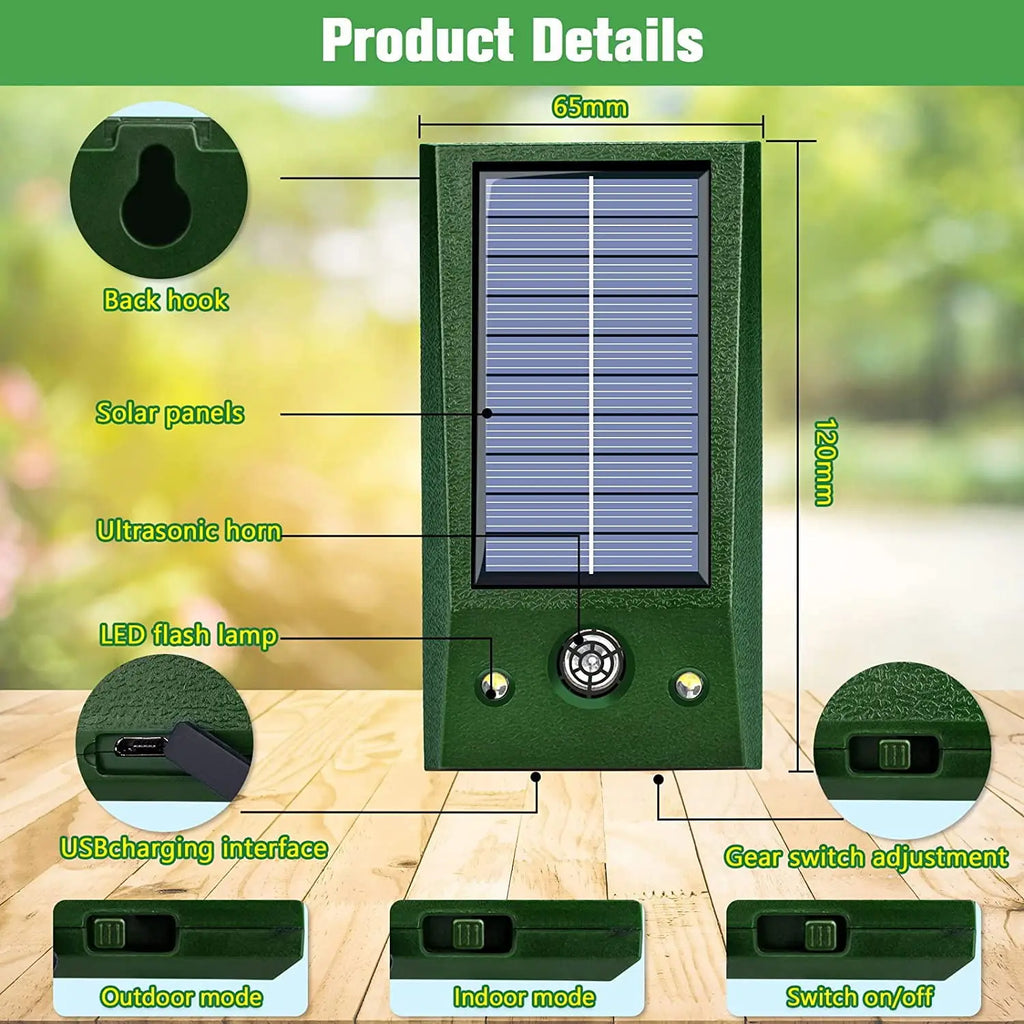 BirdAway | Repellente per Uccelli a Ultrasuoni | Alimentato da Sole & Resistente alle Intemperie