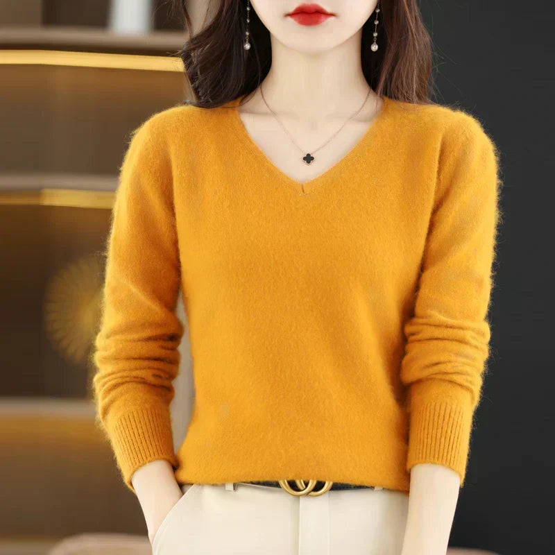 Maglione V in Cashmere Puro LunaWeave Con Vestibilità Slim Per Donne