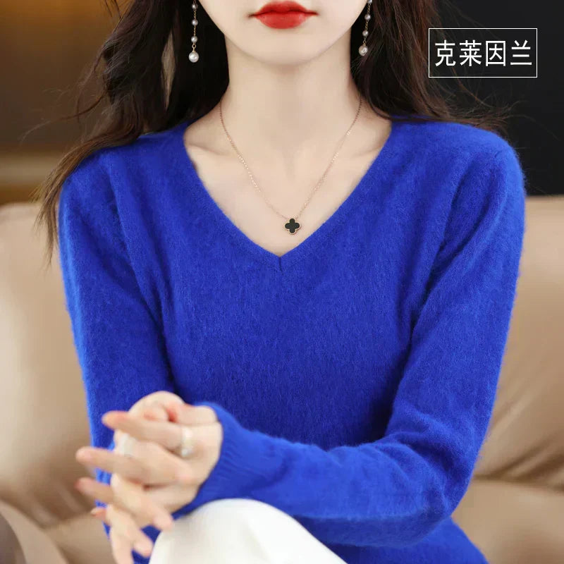 Maglione V in Cashmere Puro LunaWeave Con Vestibilità Slim Per Donne