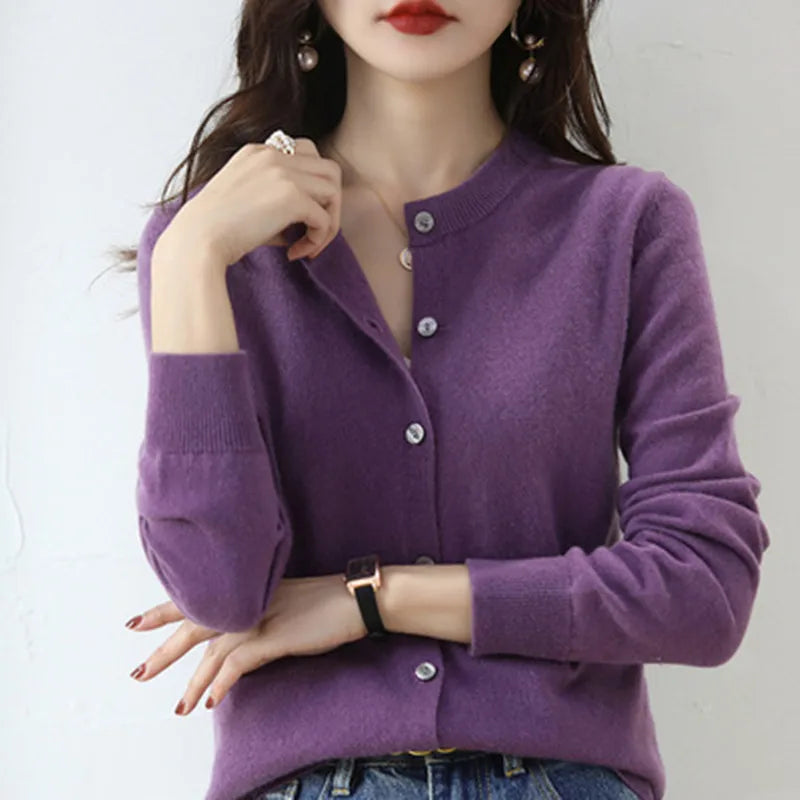 Cardigan Lyria in Cashmere a Maglia Morbida per Sovrapposizioni in Primavera e Autunno
