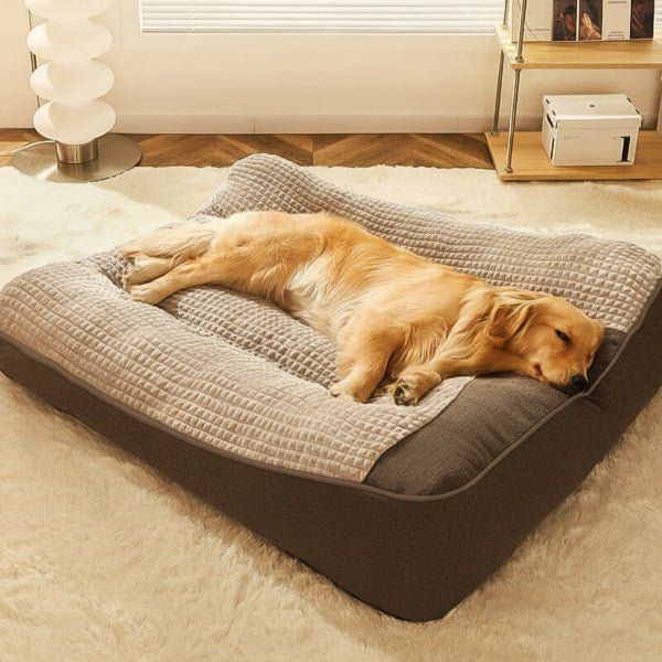 HUGBED – Grande letto per cani resistente ai graffi con supporto ortopedico per la colonna vertebrale