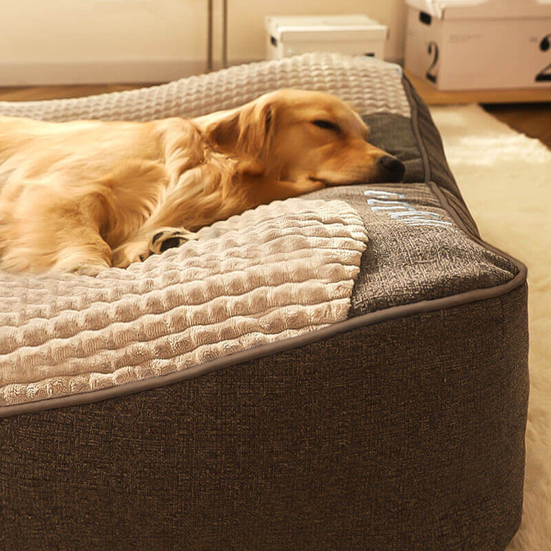 HUGBED – Grande letto per cani resistente ai graffi con supporto ortopedico per la colonna vertebrale
